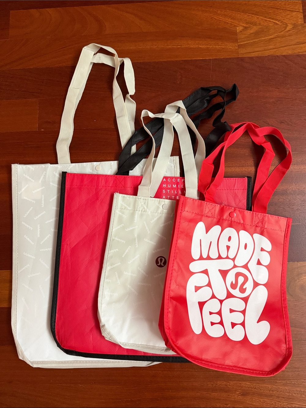 lululemon athletica Red and White Graphic 'Made to Feel' Tote Set